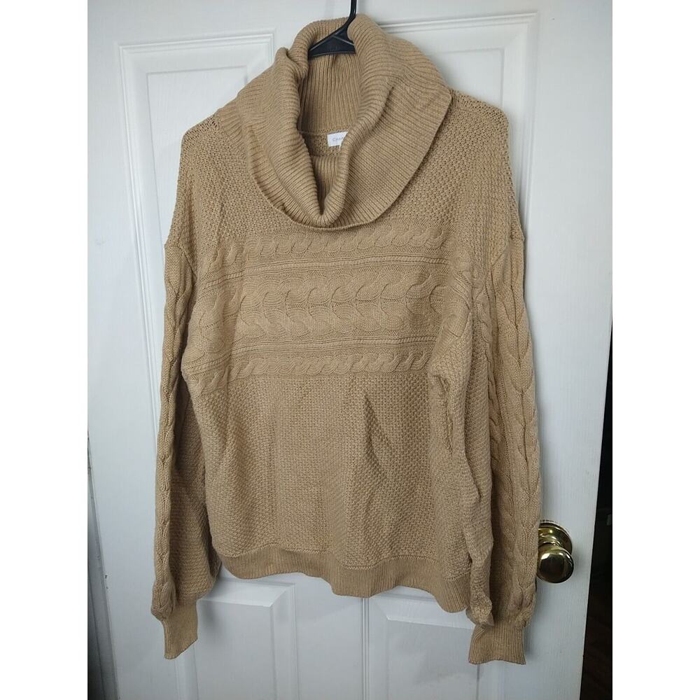 Charter Club Woman XL Sweater Brown Turtleneck Cable Knit Cabin Core